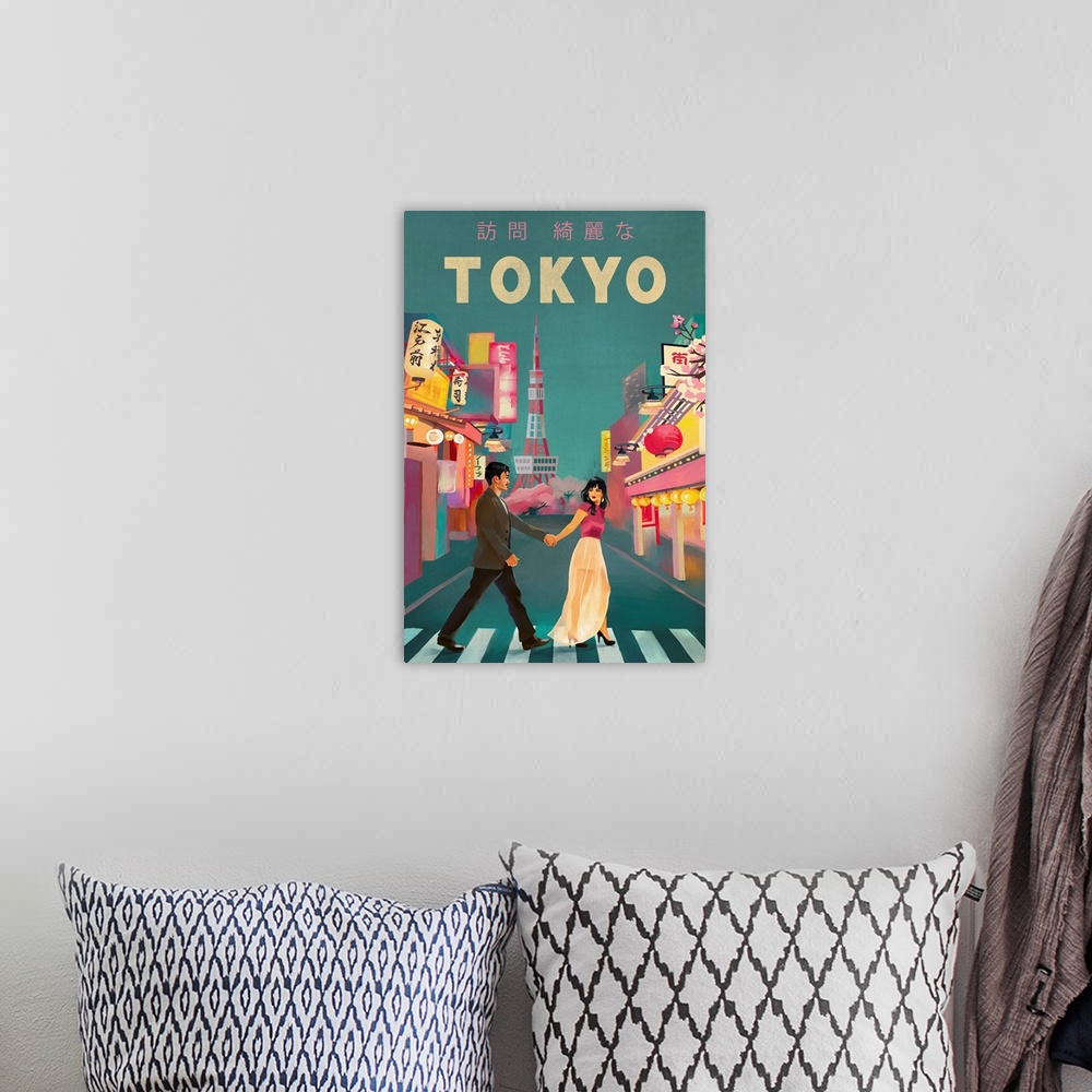 A bohemian room featuring Travel Poster Tokyo