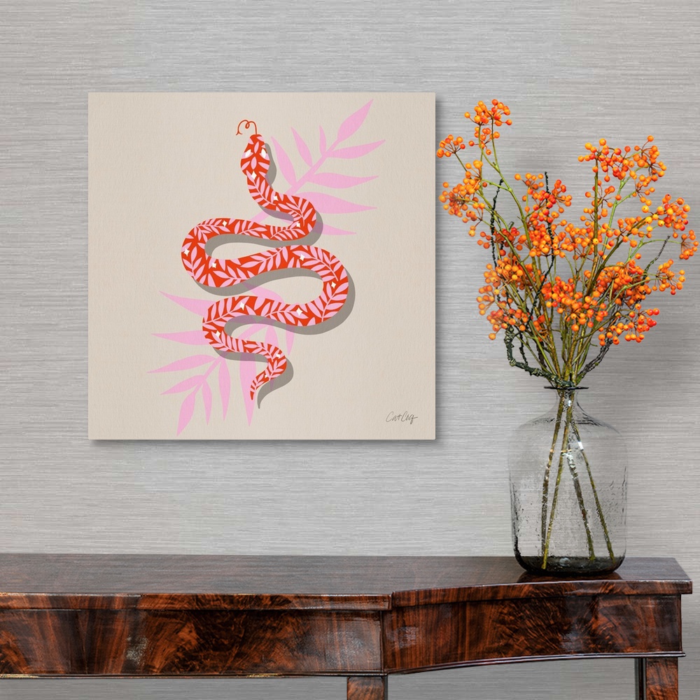 A traditional room featuring Tropical Serpent Coral Pink