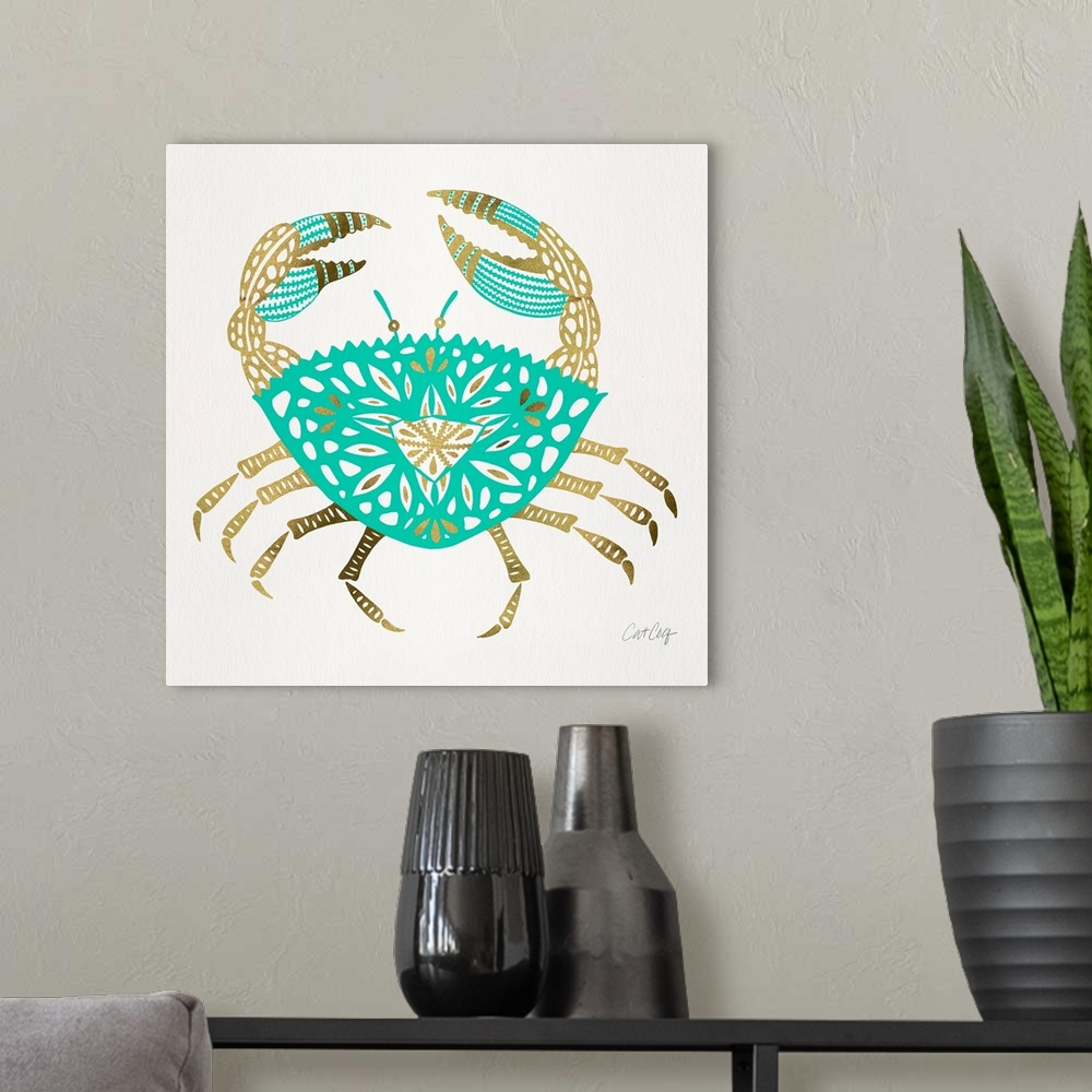 A modern room featuring Turquoise Gold Crab