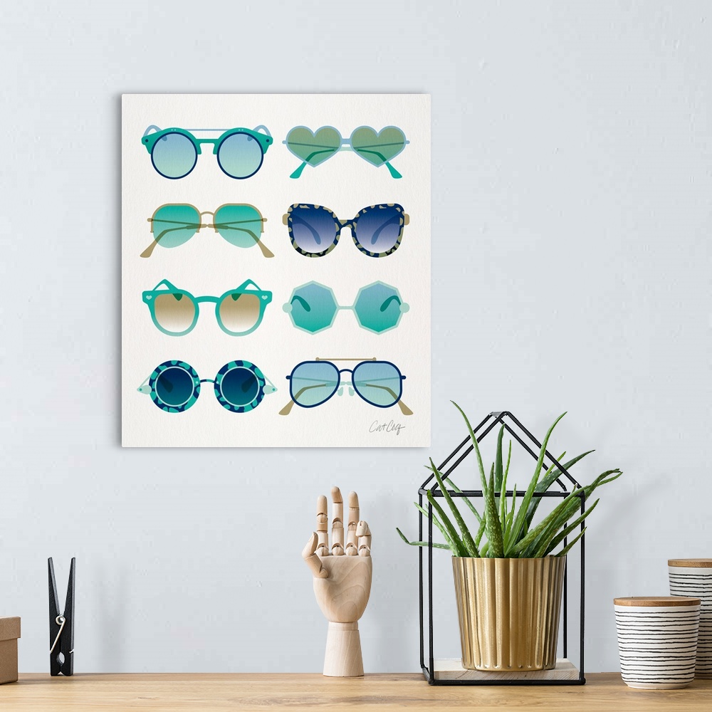 A bohemian room featuring Turquoise Sunglasses
