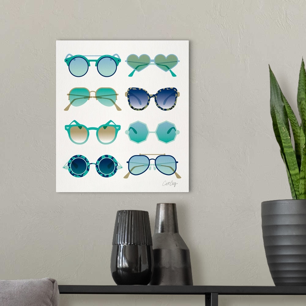 A modern room featuring Turquoise Sunglasses