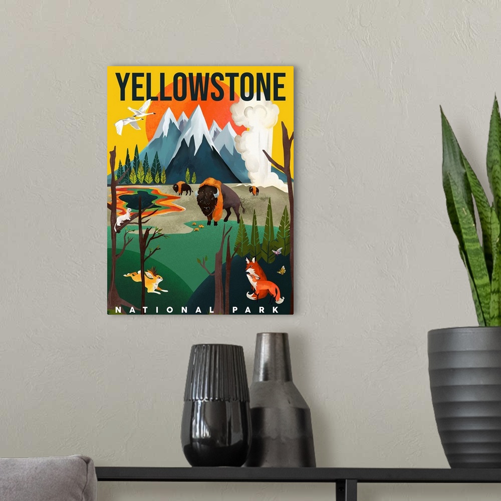 A modern room featuring Yellowstone Park