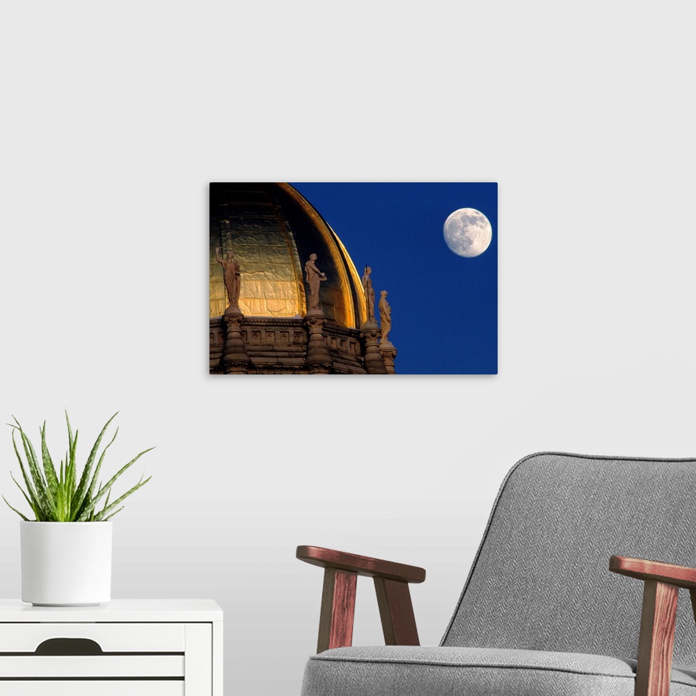 A modern room featuring Capitol dome with moon, Hartford, Connecticut