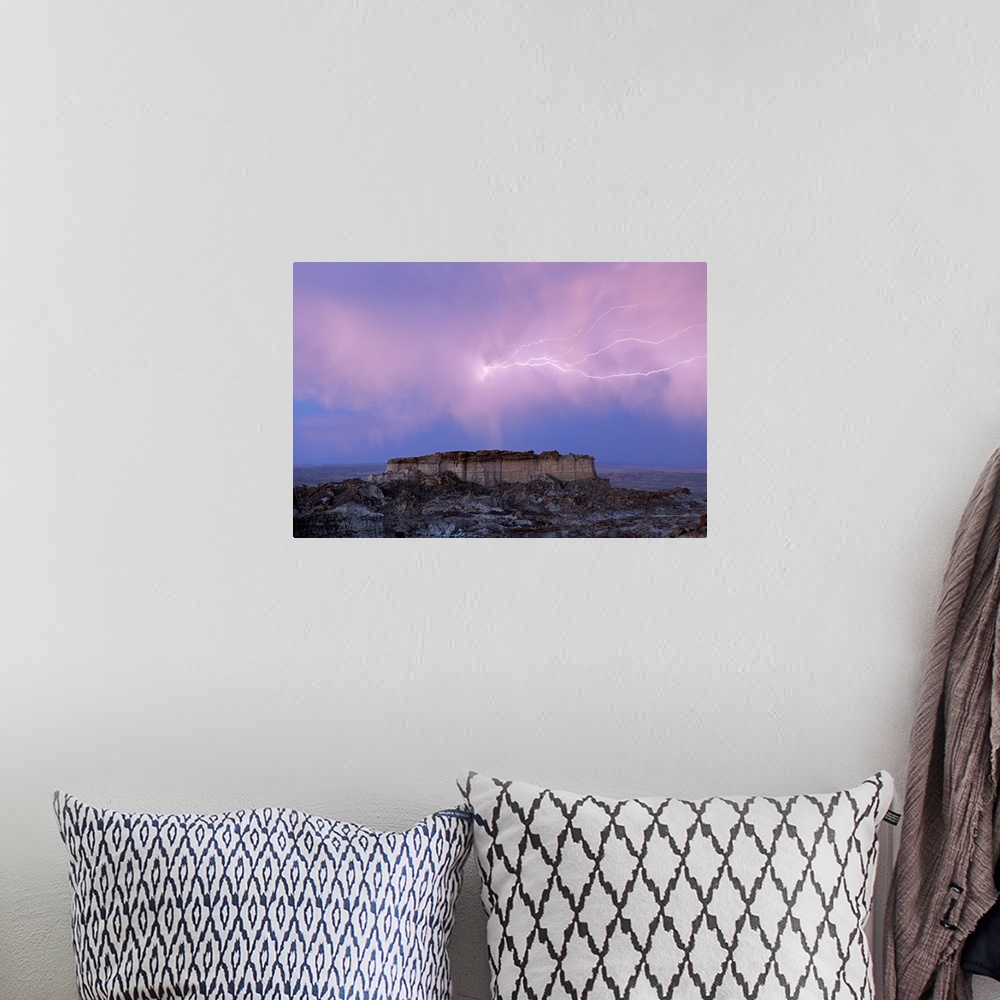 A bohemian room featuring Lightning strikes in Wyoming's Red Desert, Adobe Town, Wyoming