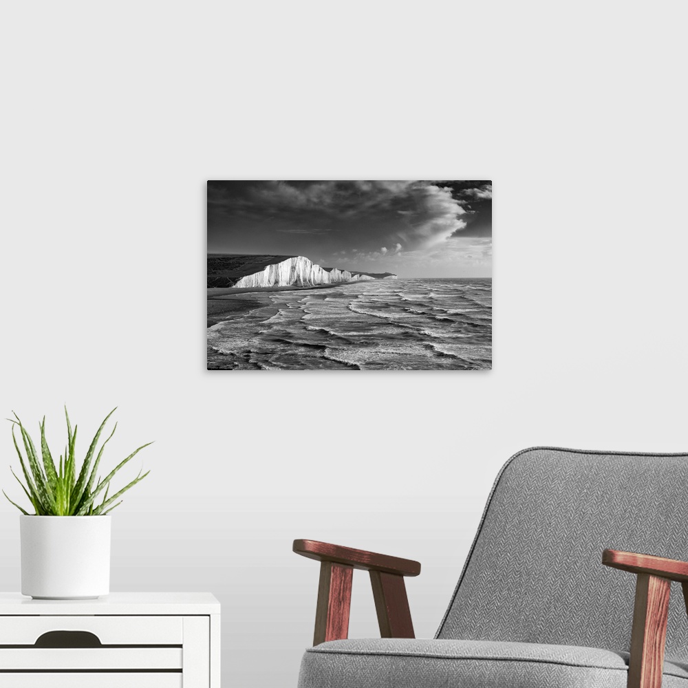 A modern room featuring A Stormy Sea, Seven Sisters, East Sussex, England