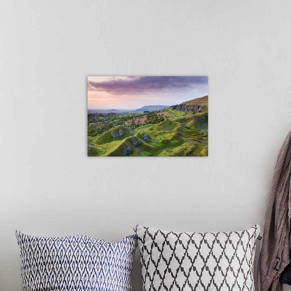 A bohemian room featuring Sunrise over the abandoned quarry works on the Llangattock Escarpment, Brecon Beacons National Pa...