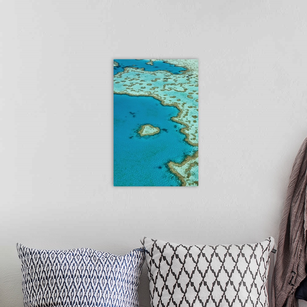 A bohemian room featuring Australia, Queensland, Whitsundays, Great Barrier Reef Marine Park. Aerial view of Heart Reef, a ...