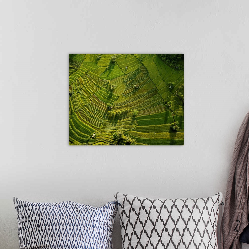 A bohemian room featuring Aerial View of Landscape near Sidemen, Bali, Indonesia.