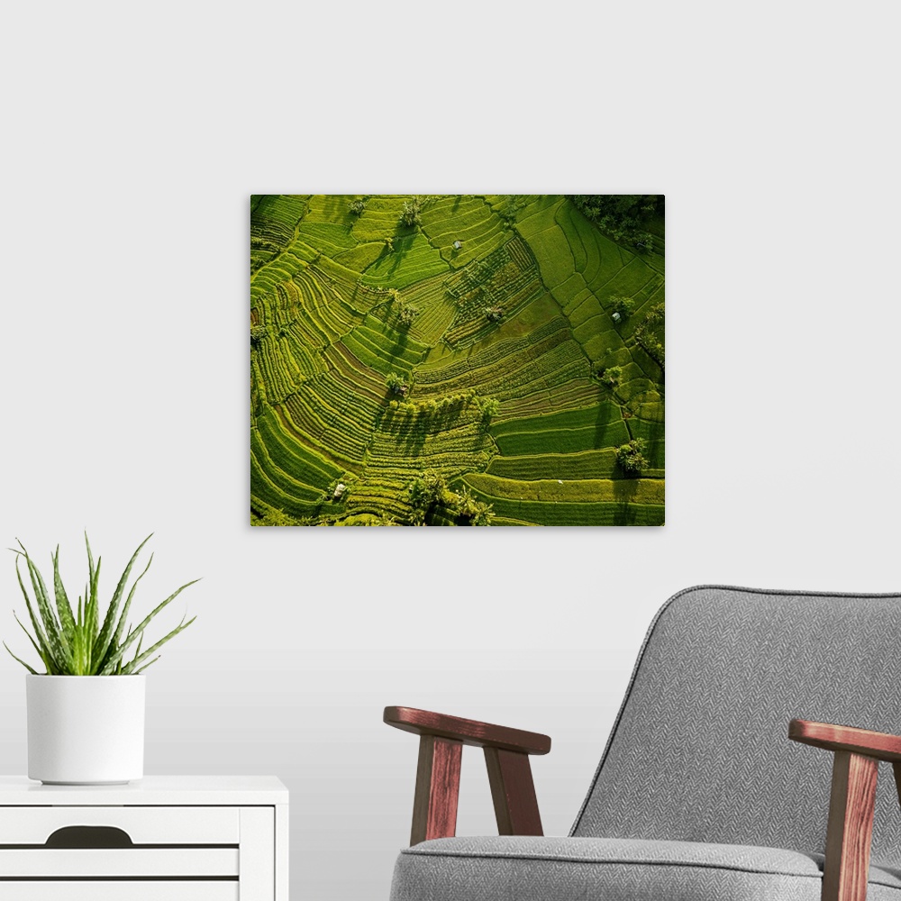 A modern room featuring Aerial View of Landscape near Sidemen, Bali, Indonesia.