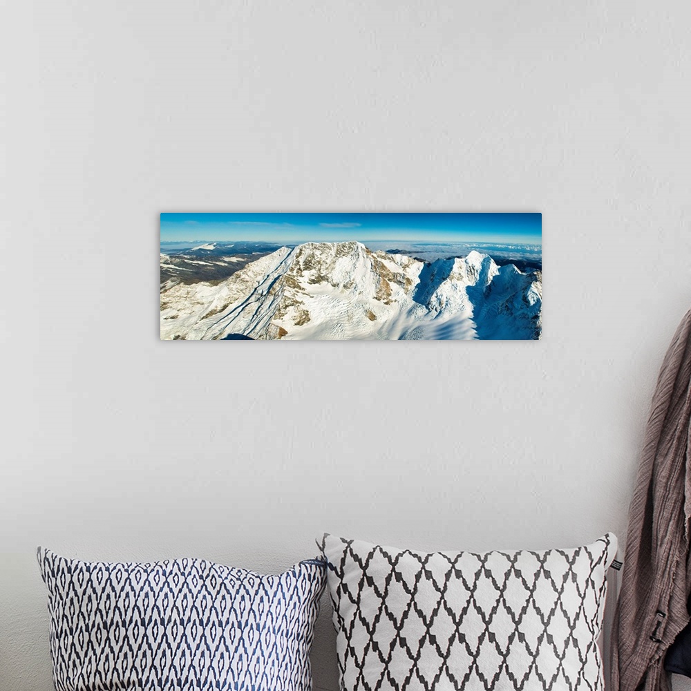 A bohemian room featuring Aerial View Of Mt. Cook And Mt. Tasman, New Zealand