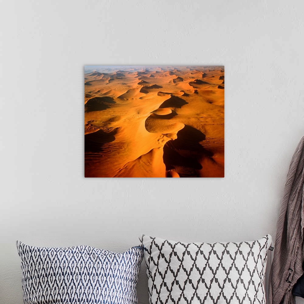 A bohemian room featuring Aerial View Of Sand Dunes, Sossusvlei, Namibia, Africa