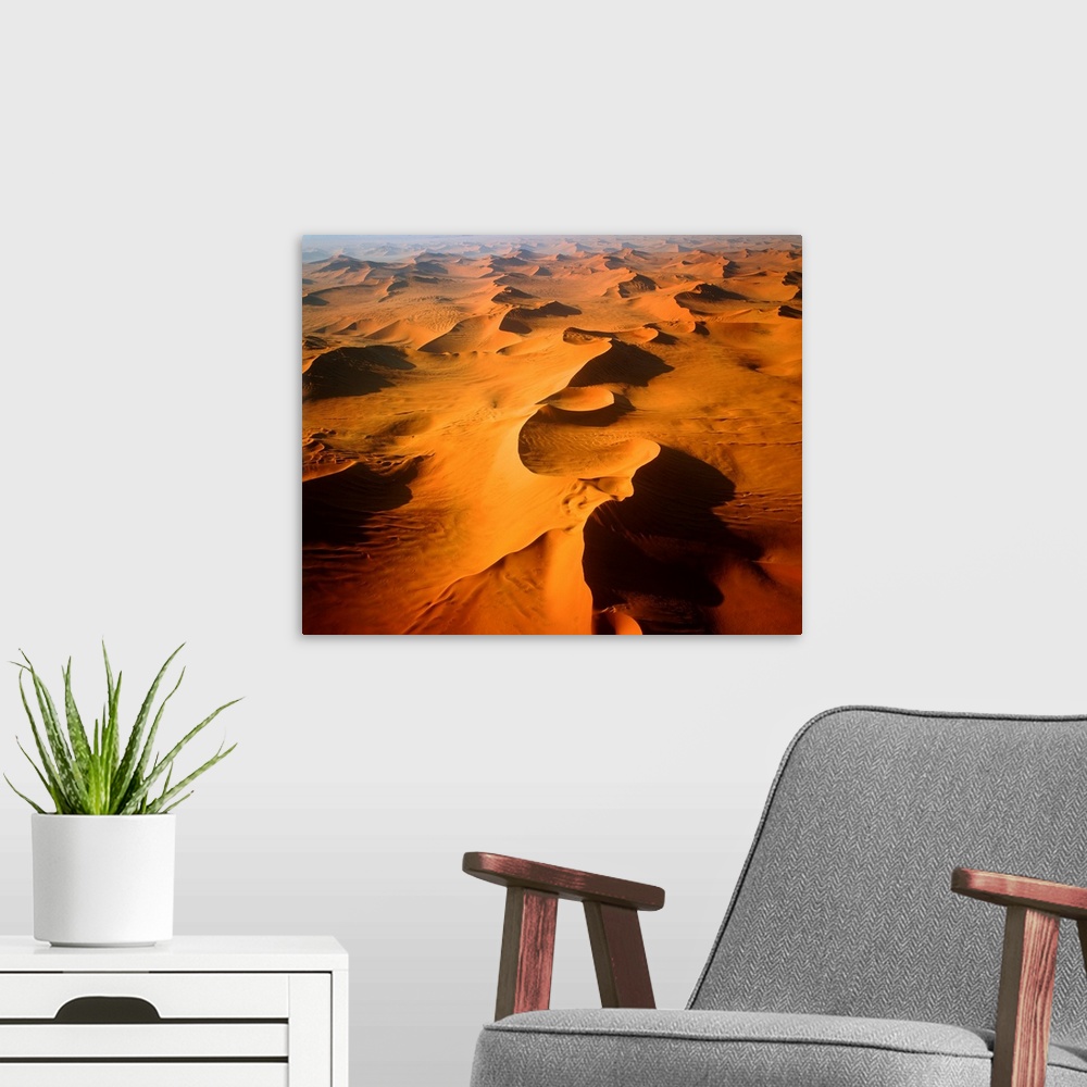 A modern room featuring Aerial View Of Sand Dunes, Sossusvlei, Namibia, Africa