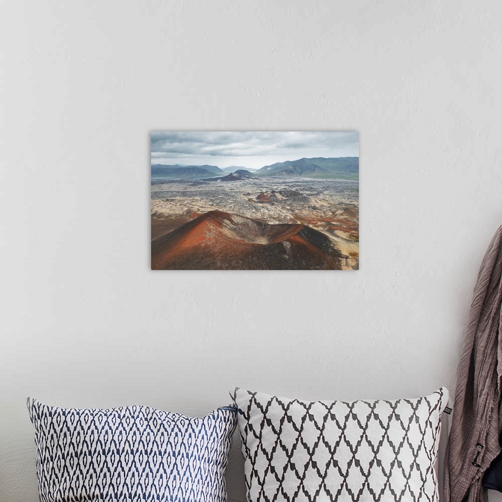 A bohemian room featuring Aerial view taken by drone of volcanic area in Snaefellsness peninsula, Vesturland, Iceland