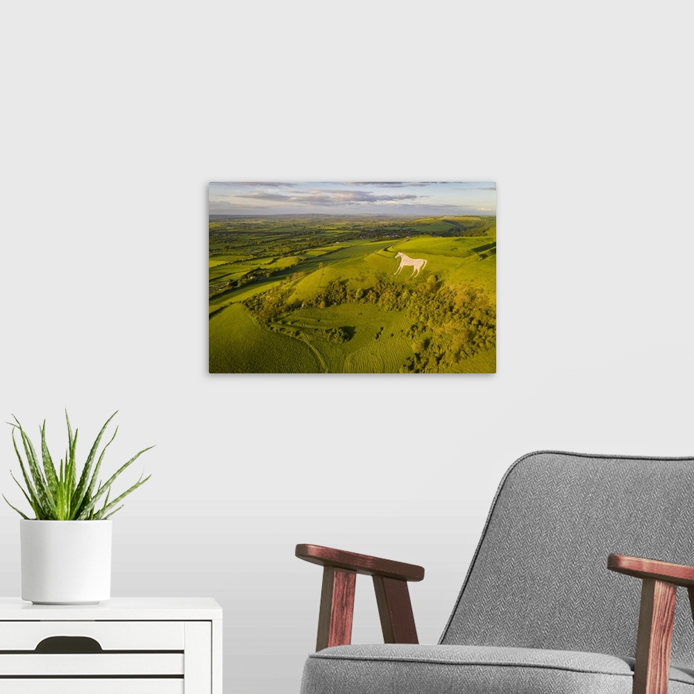 A modern room featuring Aerial View Of Westbury White Horse And Bratton Camp, Westbury, Wiltshire, England