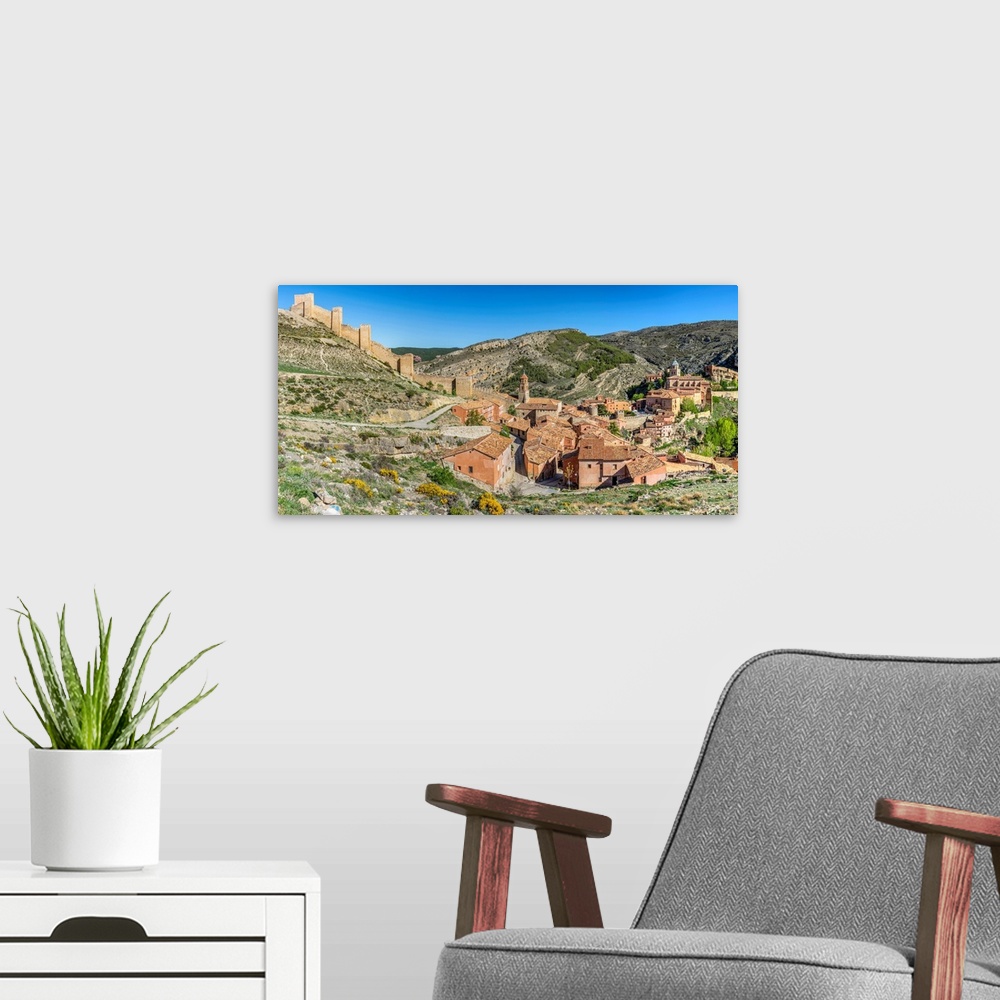 A modern room featuring Albarracin, Aragon, Spain