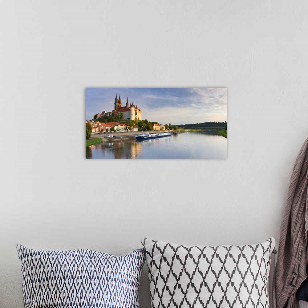 A bohemian room featuring View of Albrechstburg and River Elbe, Meissen, Saxony, Germany.
