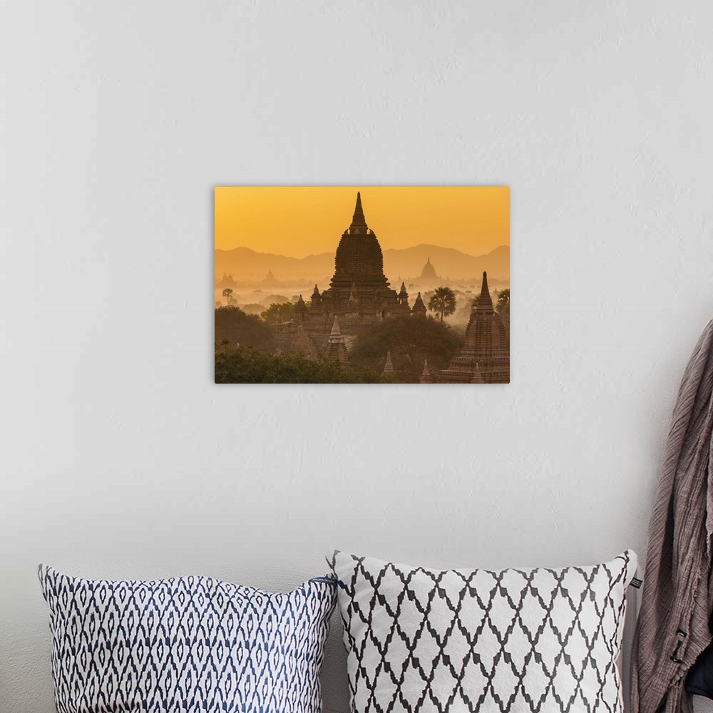 A bohemian room featuring Ancient temple city of Bagan
