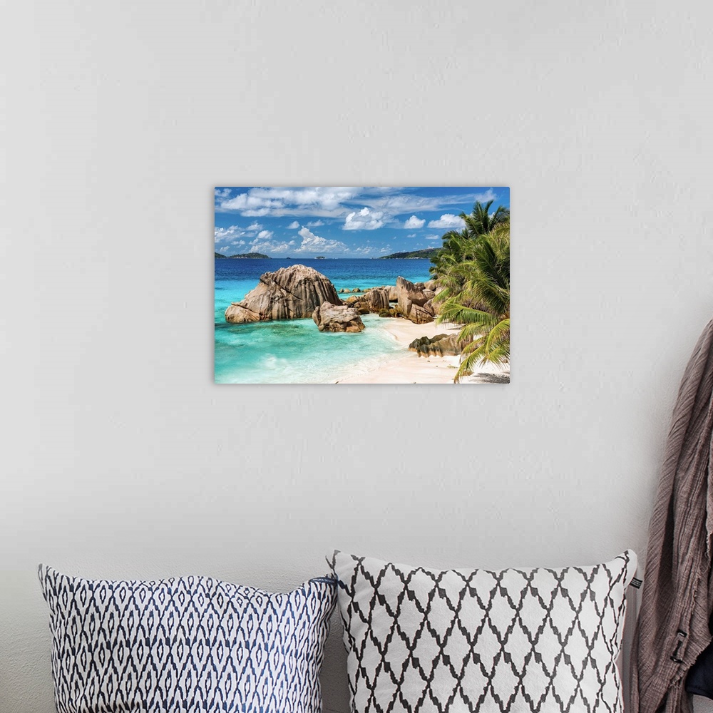 A bohemian room featuring Anse Patate Beach, La Digue, Seychelles
