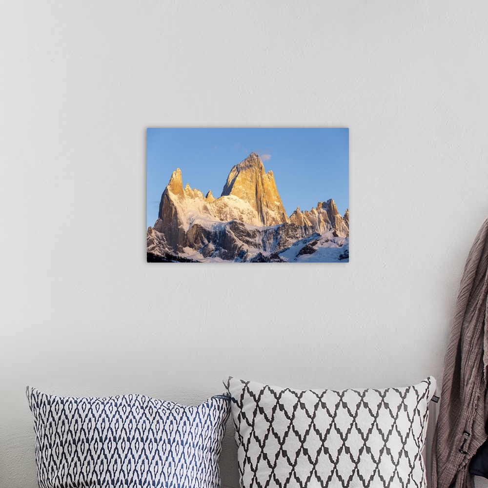 A bohemian room featuring Argentina,Patagonia,Santa Cruz Province,Los Glaciares National Park,Mount Fitz Roy at dawn.