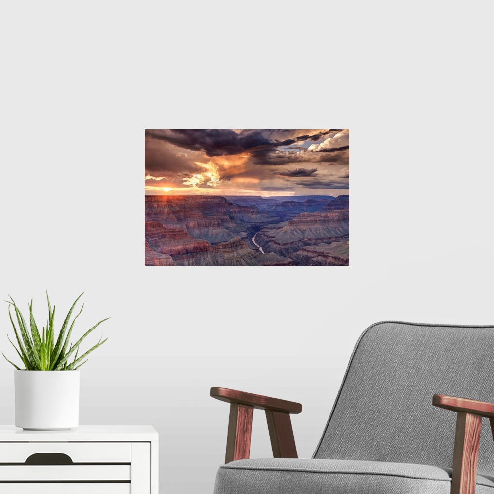 A modern room featuring USA, Arizona, Grand Canyon National Park (South Rim), Colorado River from Mohave Point