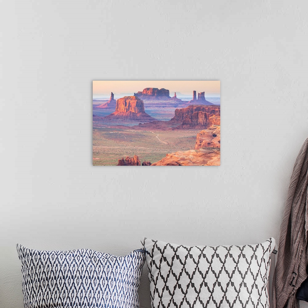 A bohemian room featuring USA, Arizona, View over Monument Valley from the top of Hunt's Mesa