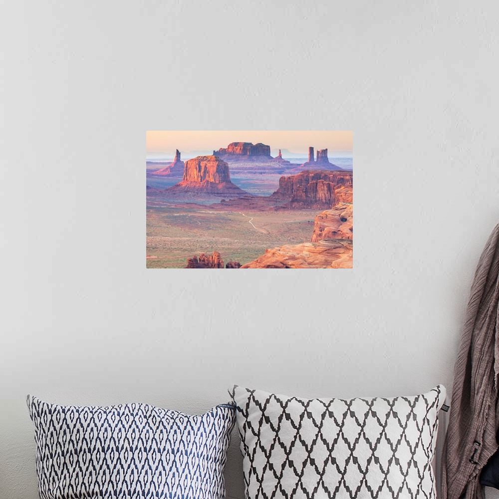 A bohemian room featuring USA, Arizona, View over Monument Valley from the top of Hunt's Mesa