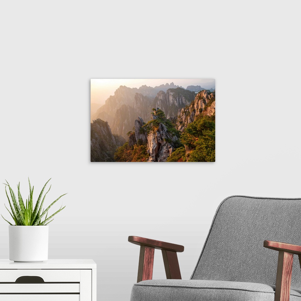 A modern room featuring Asia, China, Anhui Province, Mount Huangshan, UNESCO, Yellow Mountain.