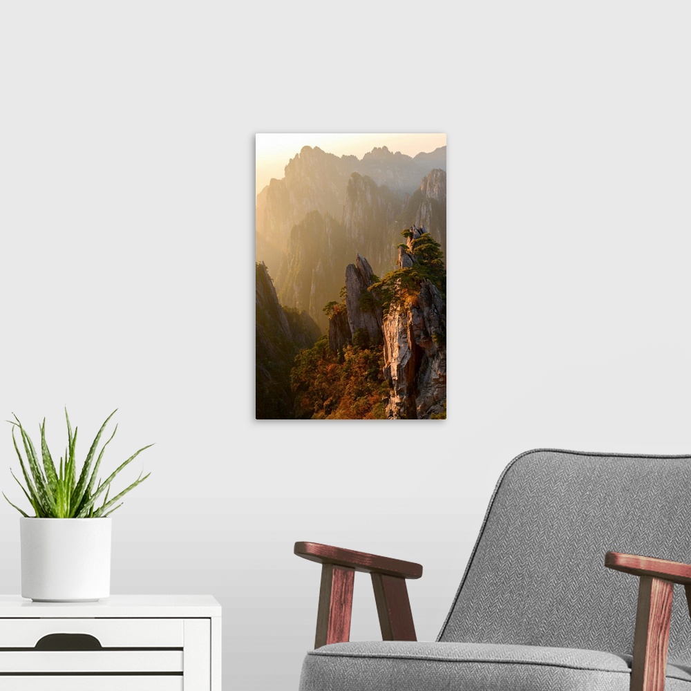 A modern room featuring Asia, China, Anhui Province, Mount Huangshan, UNESCO, Yellow Mountain.