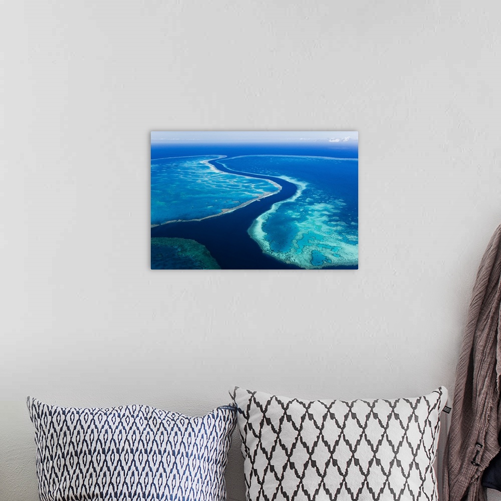 A bohemian room featuring Australia, Queensland, Whitsundays, Great Barrier Reef Marine Park. Aerial view of The River, a 2...