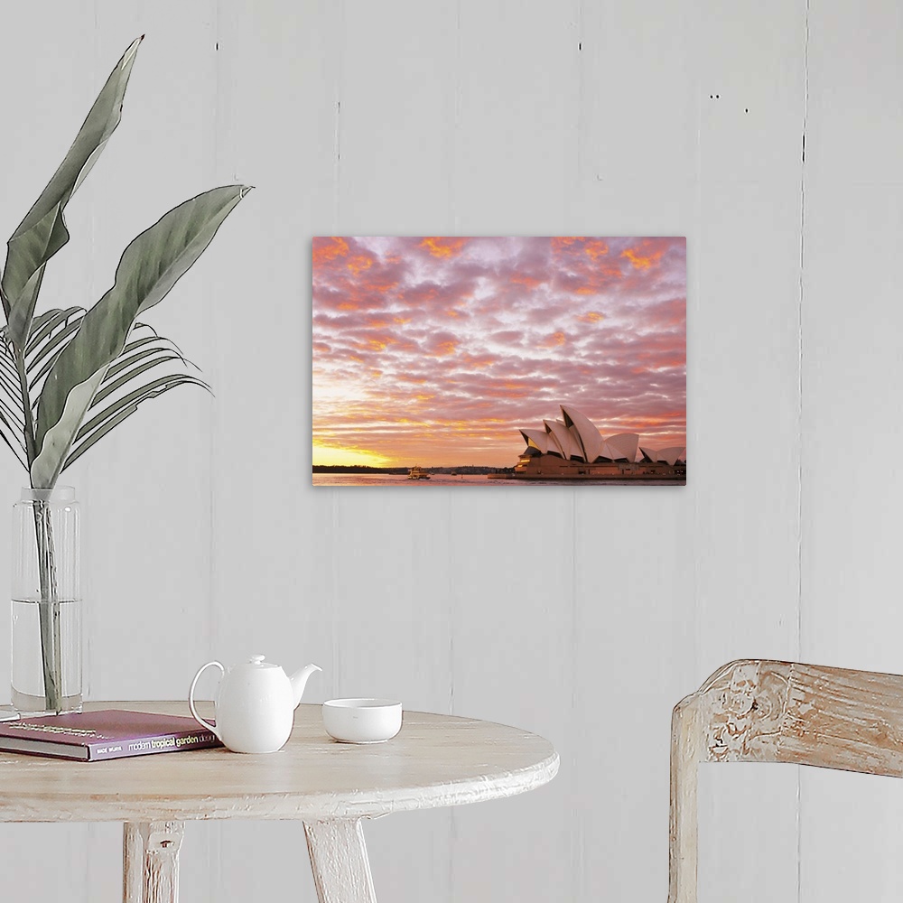 A farmhouse room featuring Australia, New South Wales, Sydney, Sydney Opera House, Boat in harbour at Sunrise