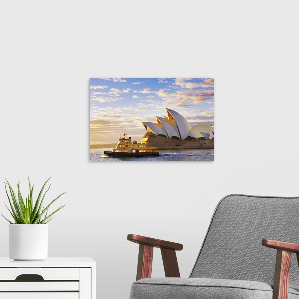 A modern room featuring Australia, New South Wales, Sydney, Sydney Opera House, boat infront of opera house