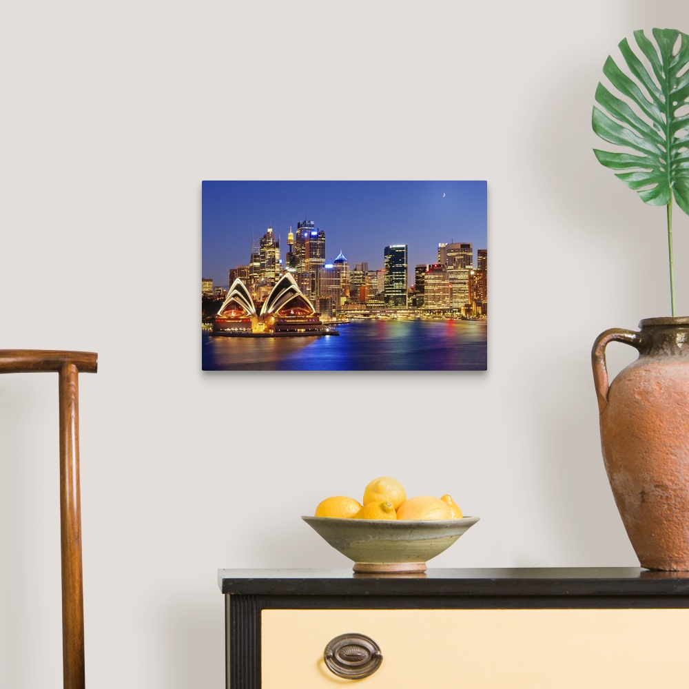 A traditional room featuring Australia, New South Wales, Sydney, Sydney Opera House, City Skyline at dusk
