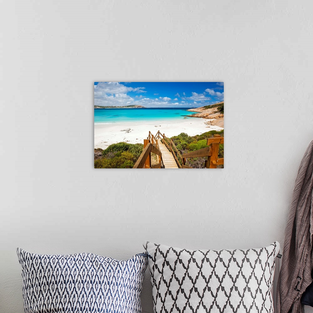 A bohemian room featuring Australia, Western Australia, Esperance. Boardwalk leading down to Blue Haven Beach.