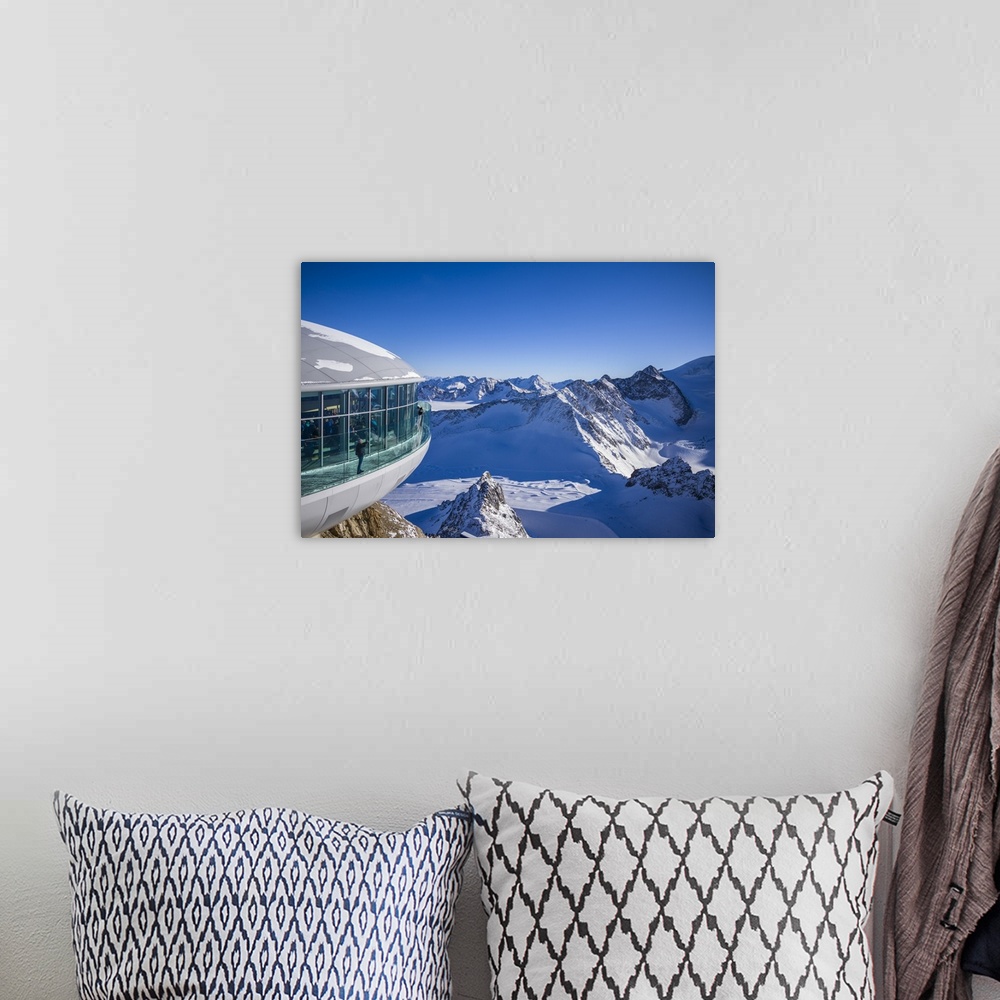 A bohemian room featuring Austria, Tyrol, Pitztal, Mittelberg, Pitztal Glacier ski area, Hinterer Brunnenkogel Mountain, el...