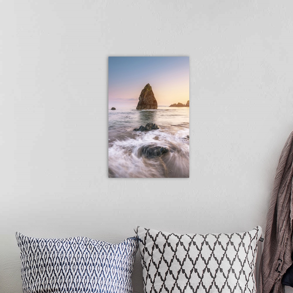A bohemian room featuring Ballydowane Cove, County Waterford, Munster province, Ireland, Europe. The sea stack in the ocean...