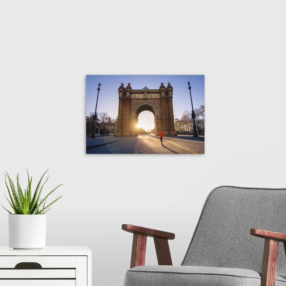 A modern room featuring Barcelona, Catalonia, Spain, Southern Europe. The Arch of Triumph (Arc de Triomf) at sunrise.