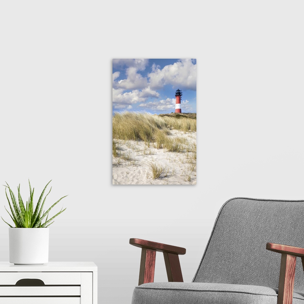 A modern room featuring Beach and lighthouse Hoernum, Sylt, Schleswig-Holstein, Germany.