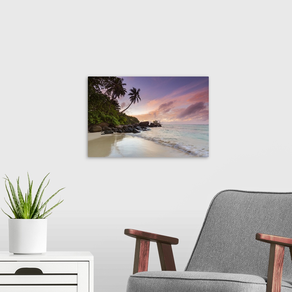 A modern room featuring Beach at Sunrise, Mahe, Seychelles