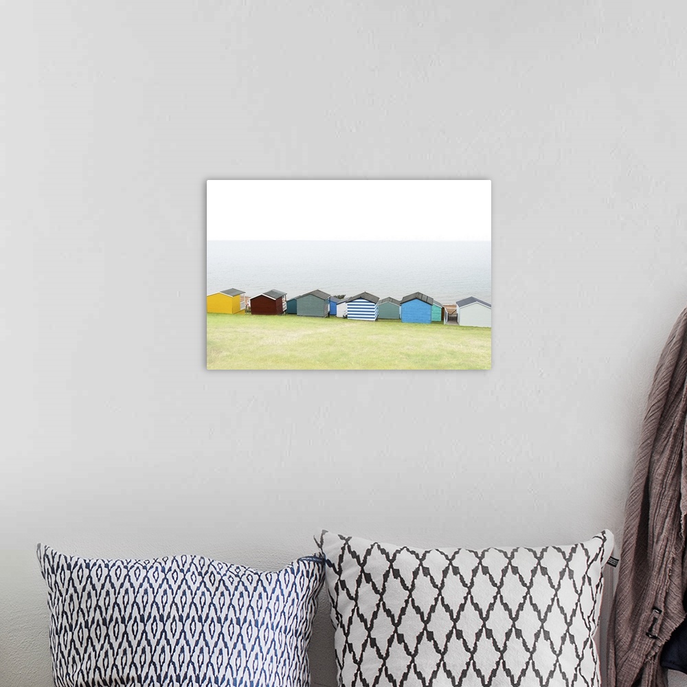 A bohemian room featuring Beach huts on Tankerton beach, near Whitstable, Kent, England