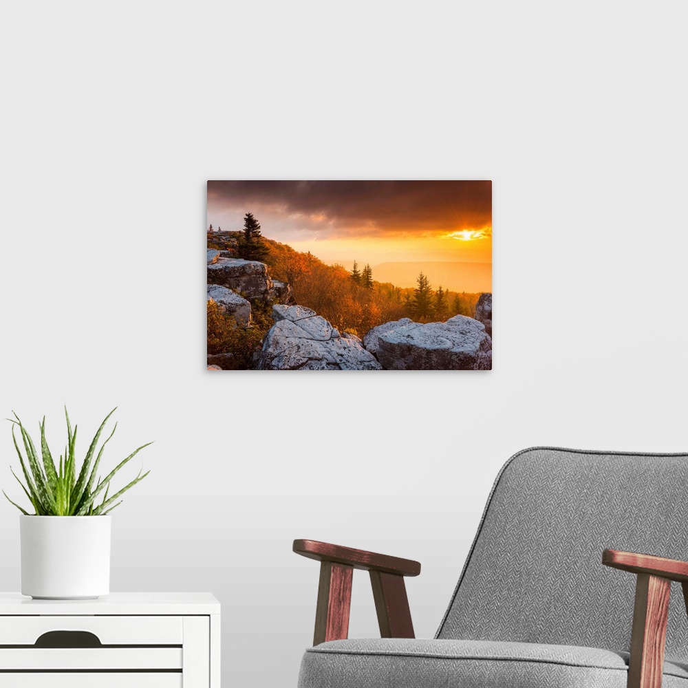 A modern room featuring Bear Rocks At Sunrise, Dolly Sods Wilderness, West Virginia, USA