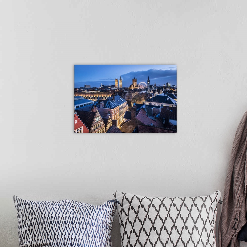 A bohemian room featuring Belgium, Flanders, Ghent, Night view of the town center