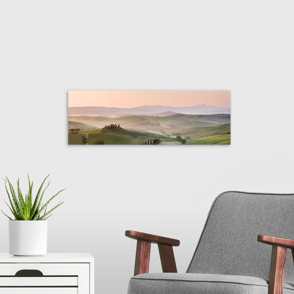 A modern room featuring Belvedere at dawn, Valle de Orcia, Tuscany, Italy