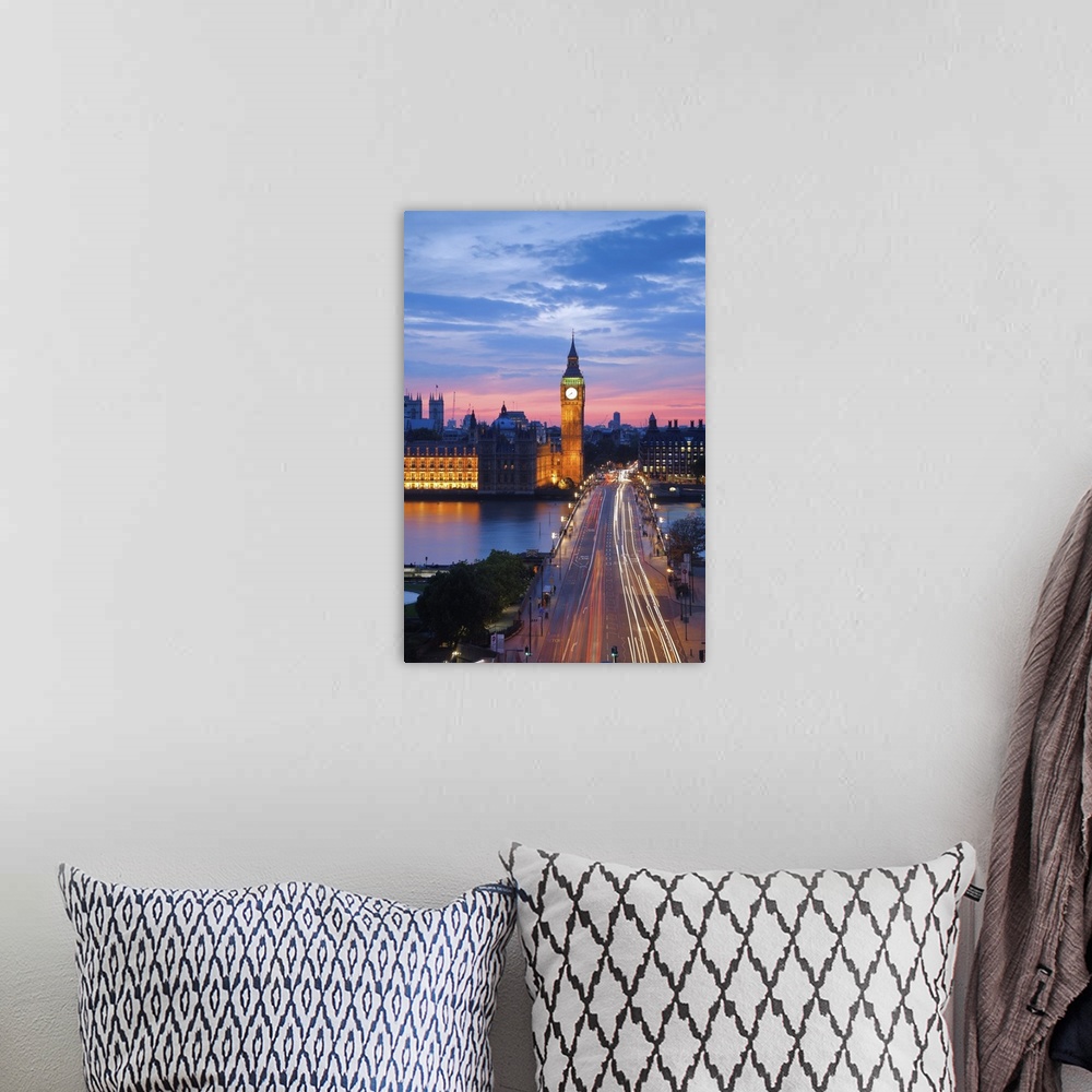 A bohemian room featuring Big Ben, Houses of Parliament and Westminster Bridge, London, England, UK