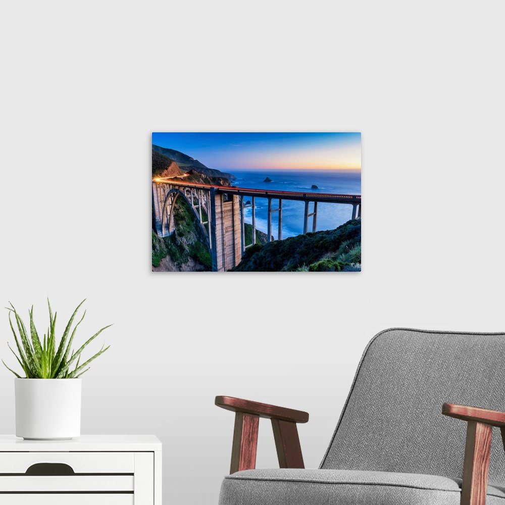 A modern room featuring Bixby Bridge At Twilight, Big Sur, California, USA