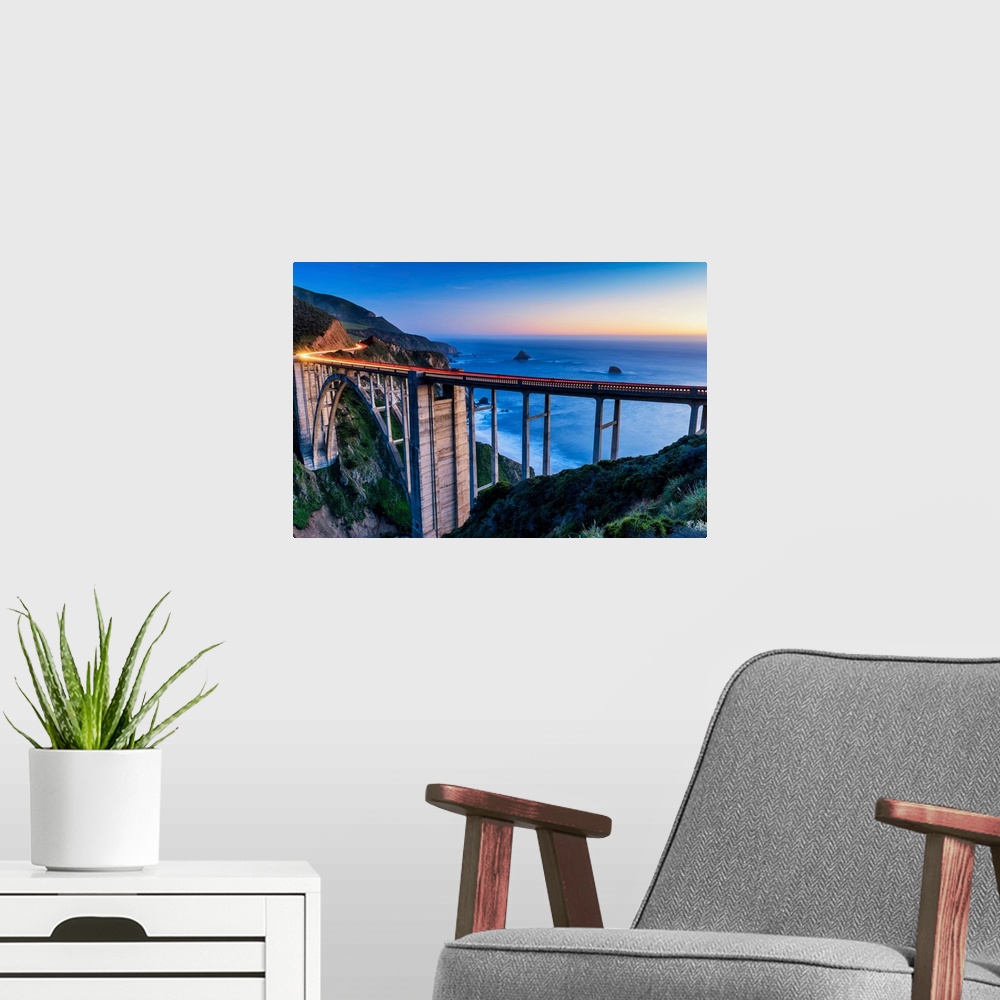 A modern room featuring Bixby Bridge At Twilight, Big Sur, California, USA