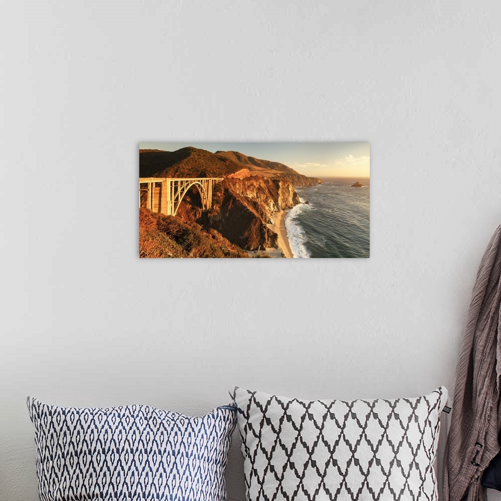 A bohemian room featuring Bixby Creek Bridge, Monterey, Big Sur, California, USA.