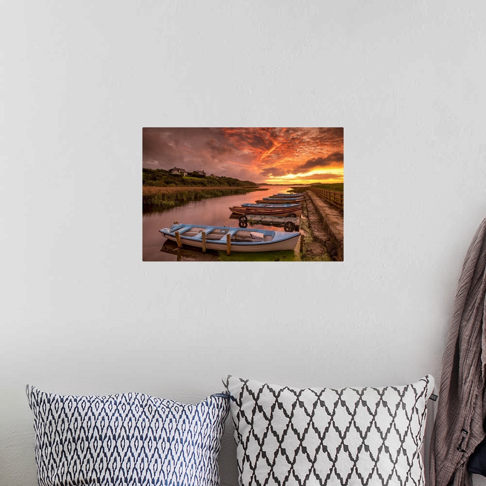 A bohemian room featuring Boats at Sunset, Co. Donegal, Ireland