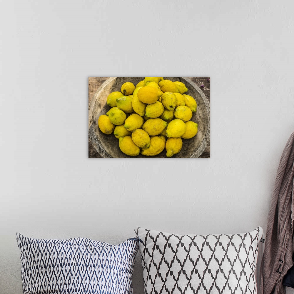 A bohemian room featuring Bowl of Lemons, Soller, Serra de Tramuntana, Mallorca (Majorca), Balearic Islands, Spain