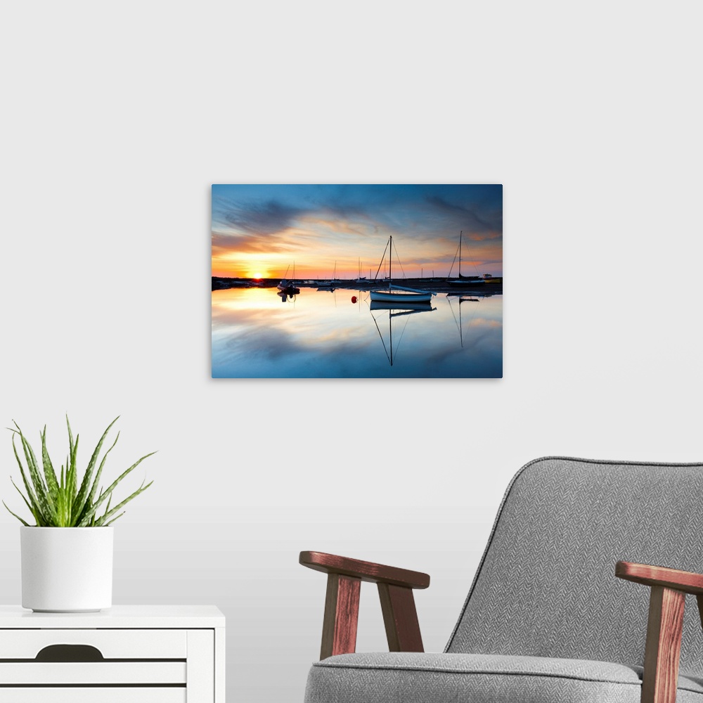 A modern room featuring Brancaster Staithe At Sunset, Norfolk, England
