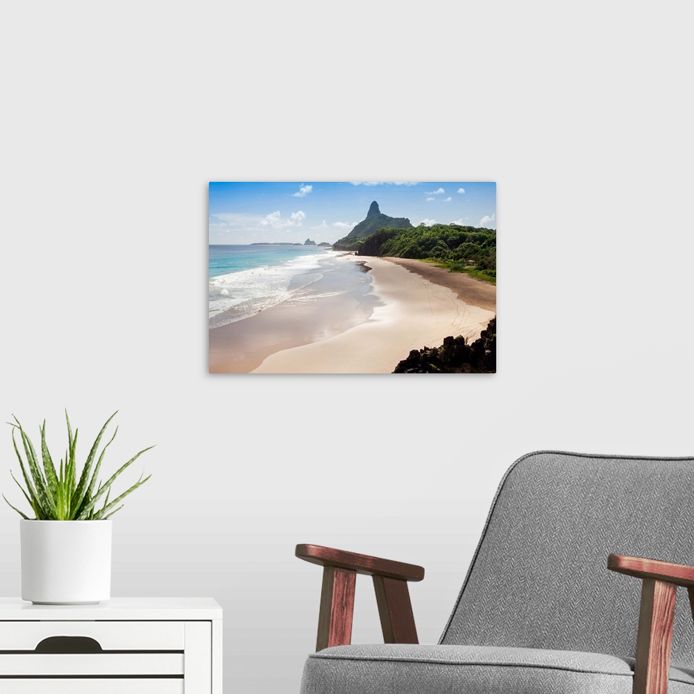 A modern room featuring South America, Brazil, Pernambuco, Fernando de Noronha Island, view of Father's Well beach and Pe...